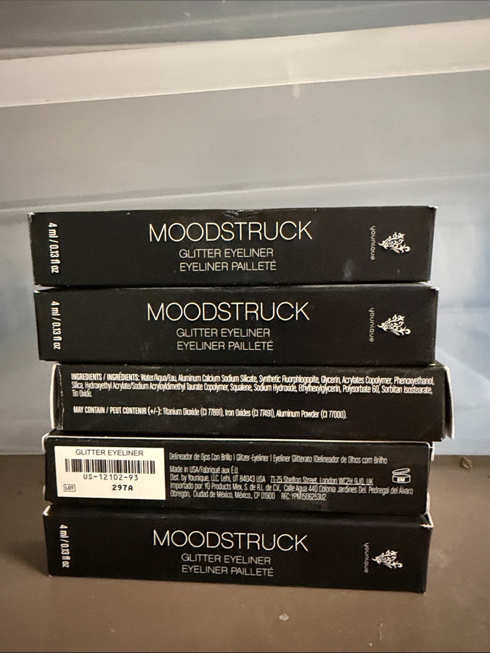 Younique moodstruck dip n draw glitter liquid set of 5 new in box rare vintage